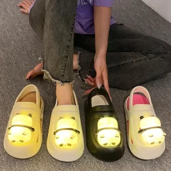 2024 Cute Slipper With Panda Lamp Summer Sandales Femme Light Funny Woman Slippers Shoes Women