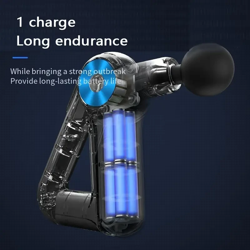 Rechargeable Fascia Massage Gun, with 9 Intensity Levels, 9 Massage Heads, USB Charging, 1500mAh Lithium Battery, for Whole Body, Neck, Back, Waist, Buttocks, Quadriceps, Hamstrings, Calves, Arms
