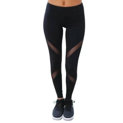 new European and American hot style wish foreign trade speed dry gauze yoga butterfly X mesh yoga pants.