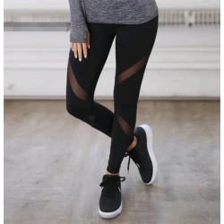 new European and American hot style wish foreign trade speed dry gauze yoga butterfly X mesh yoga pants.