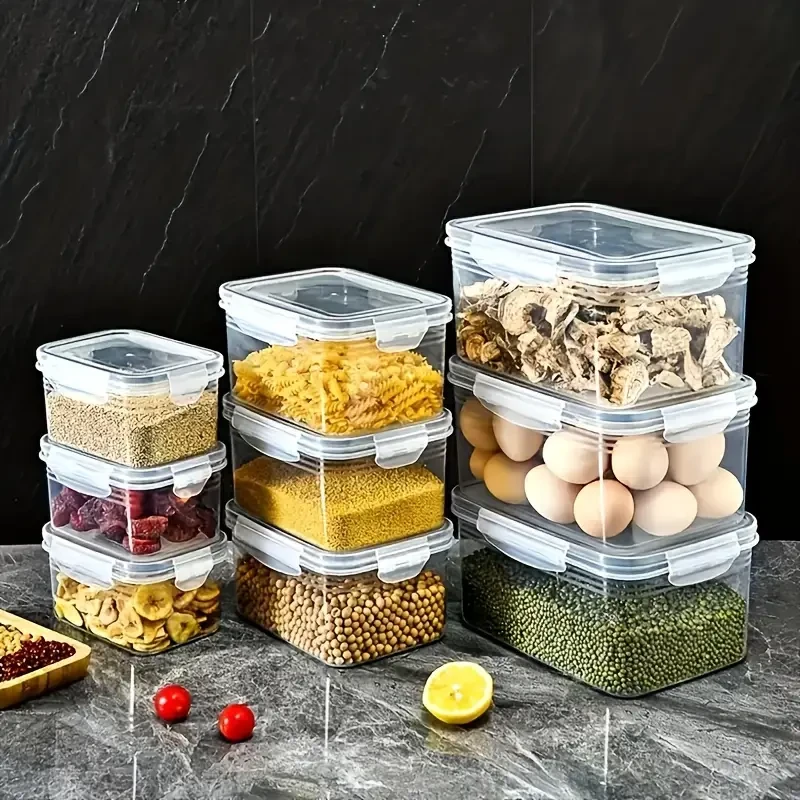 6-Pack Bpa-Free Plastic Food Storage Containers with Lids for Refrigerator, Multifunctional Airtight Freshness Preserving Bins, Drainage Box Set for Fruits, Vegetables, And Kitchen, Restaurant, Supermarket Pantry Organization