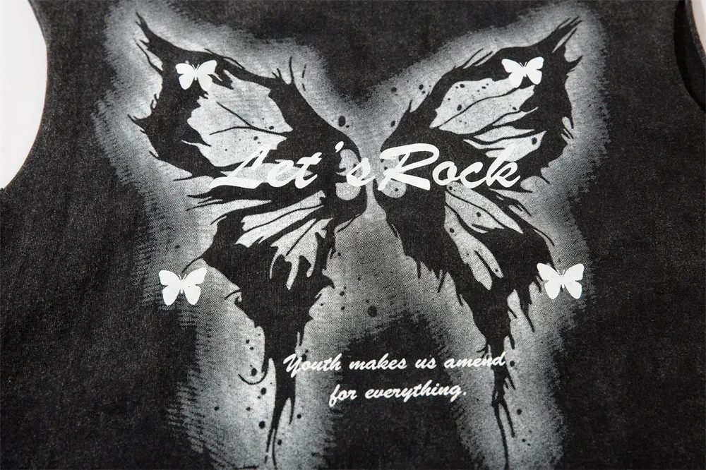 Butterfly Make Old Ripped Loose Vest For Men