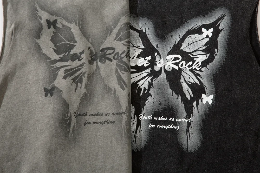 Butterfly Make Old Ripped Loose Vest For Men
