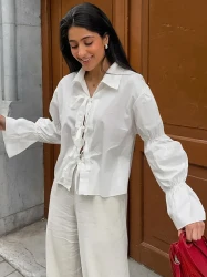 Women's Cotton Design Lace-up Shirt