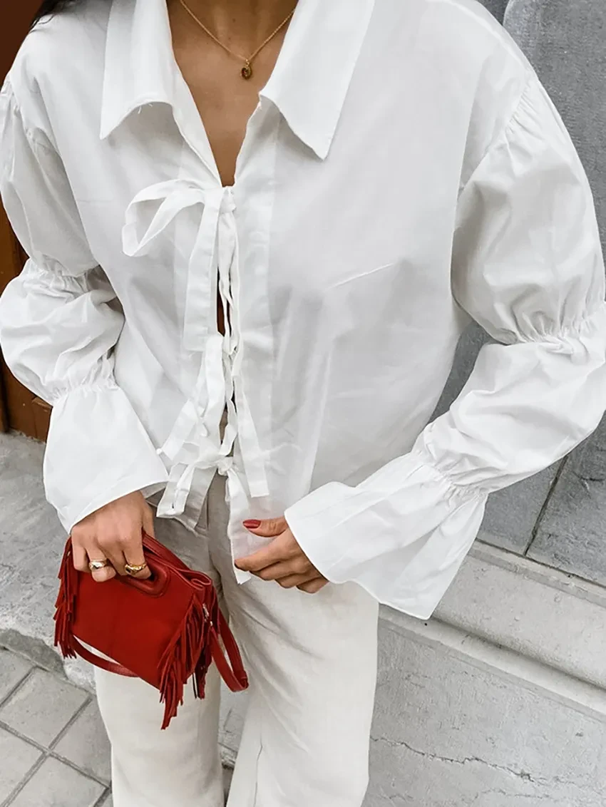 Women's Cotton Design Lace-up Shirt