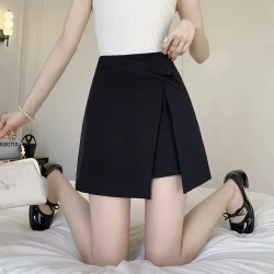 Retro Buckle Lace-up Skirt Women