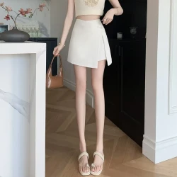 Retro Buckle Lace-up Skirt Women