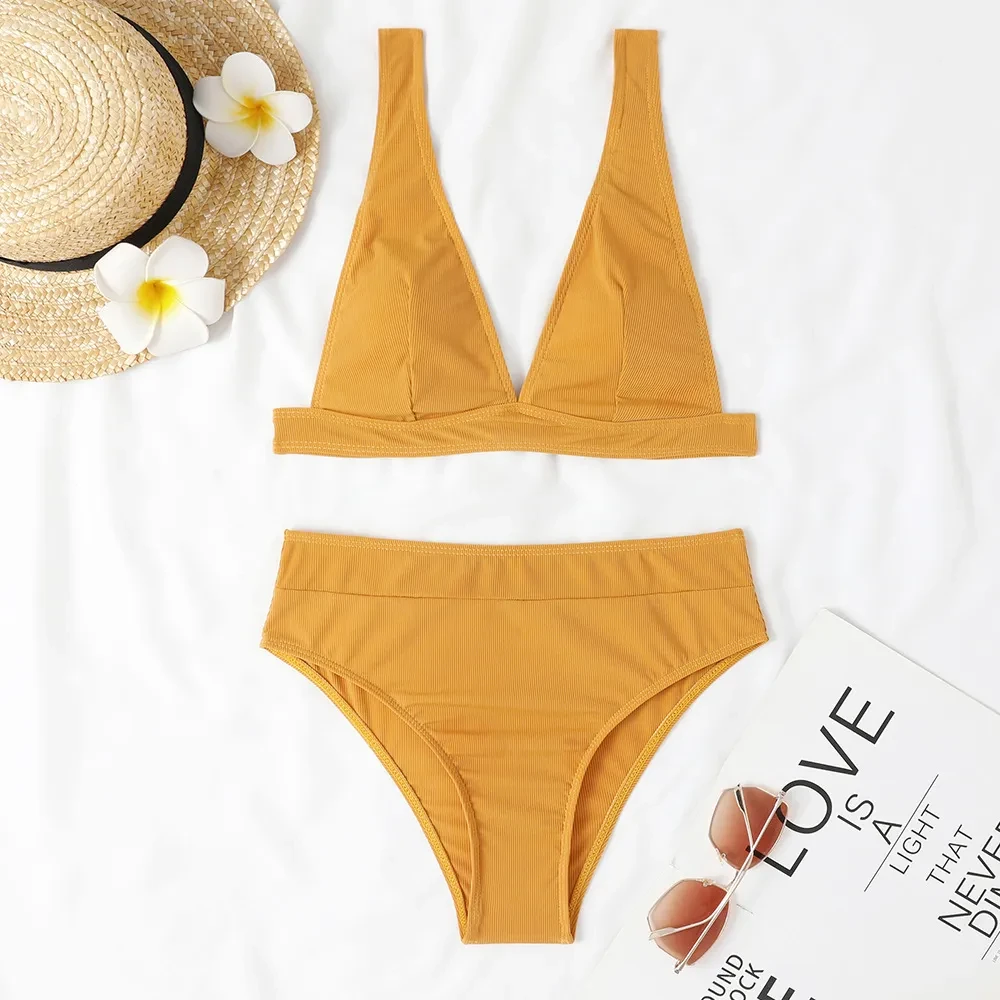 Women's Bikini Rib Lace-up Split