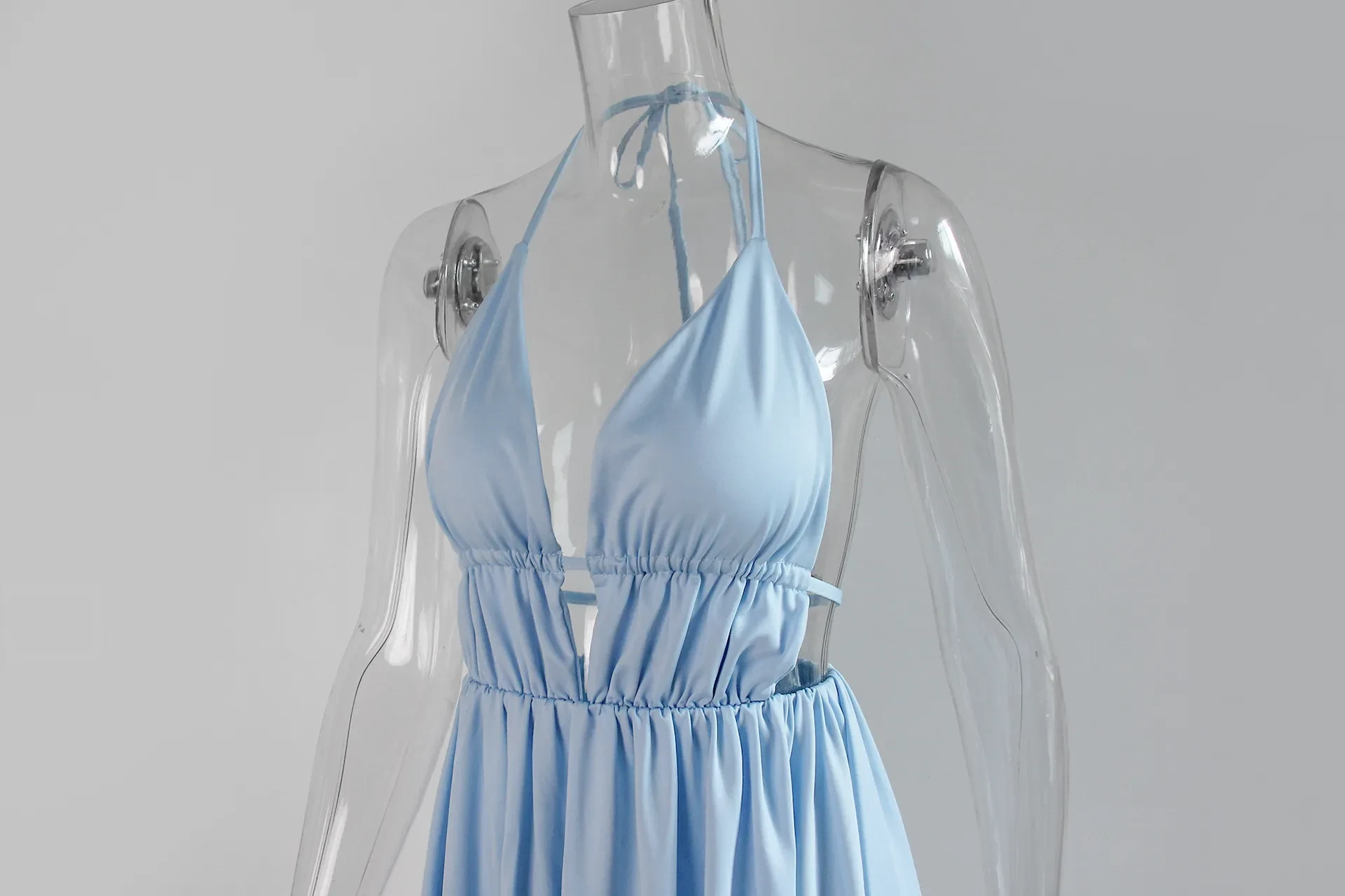 Women's Deep V Strap Dress Halter Lace-up