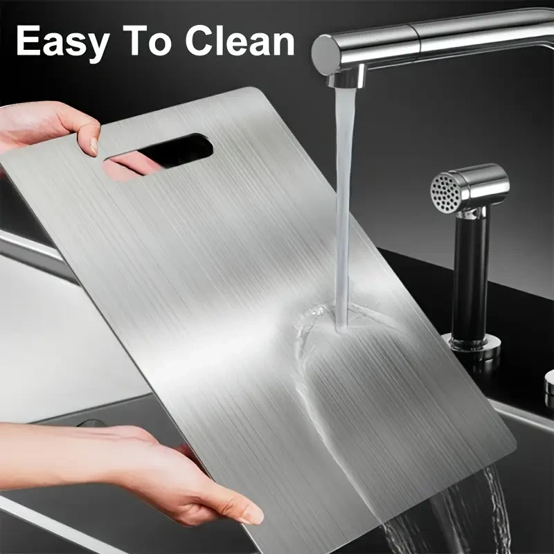 Premium Titanium-Grade 304 Stainless Steel Double-Sided Chopping Board