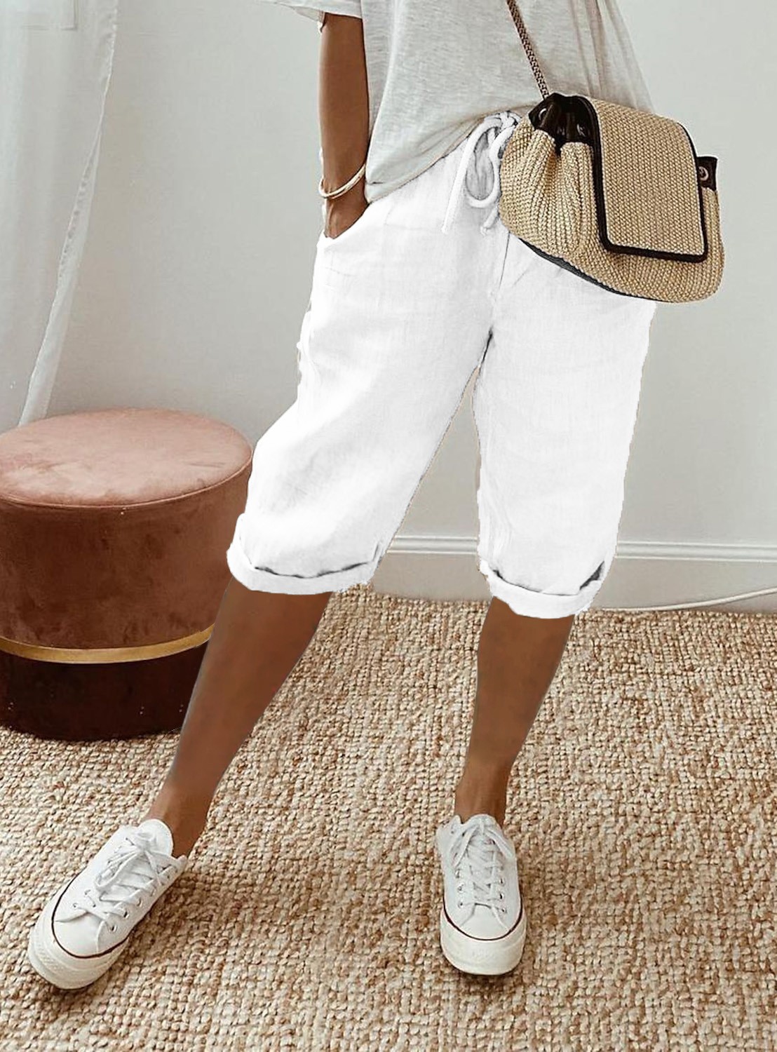 Women's Pocket Cotton Linen Pants