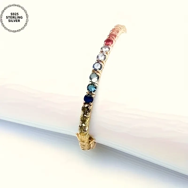 925 Silver Golden Colored Diamond Bracelet