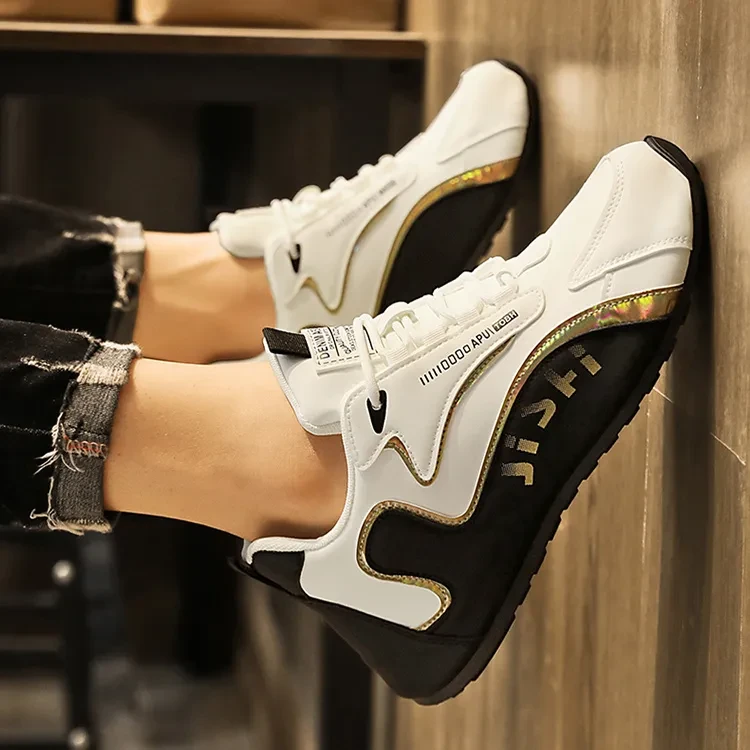 Fashion Colorblock Lace-up Sneakers For Men Breathable Low-top Dad Shoes Running Walking Sports Shoes