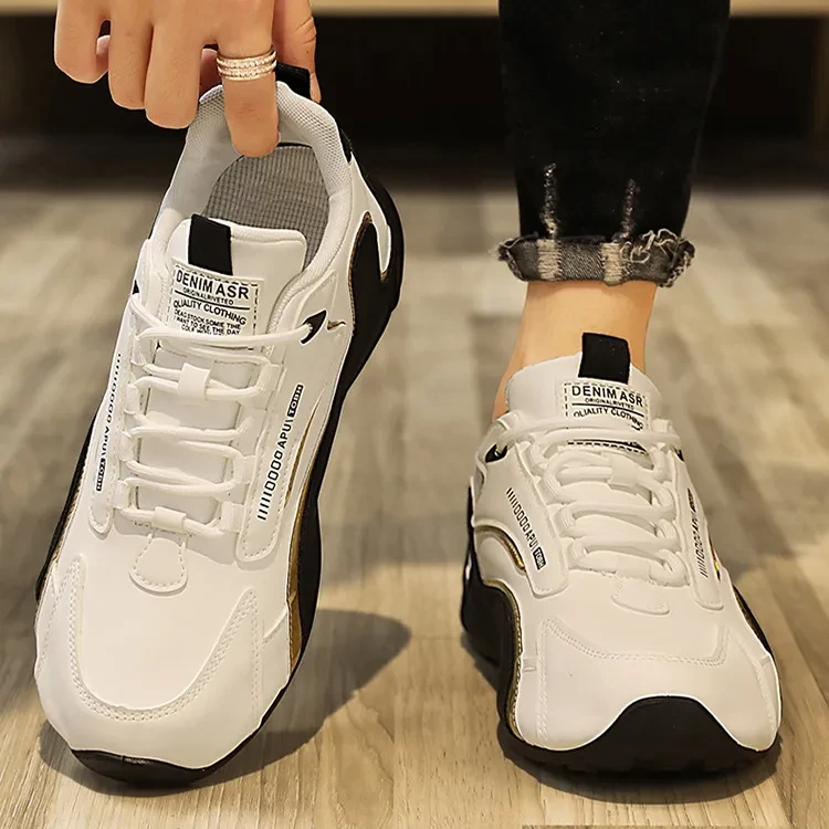 Fashion Colorblock Lace-up Sneakers For Men Breathable Low-top Dad Shoes Running Walking Sports Shoes
