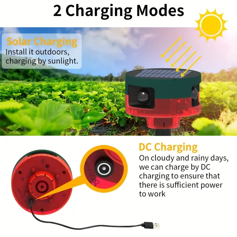 360° Solar Animal Repeller Alarm - Induction with 13 Effects and Recording