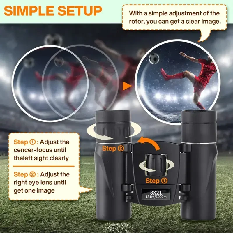 8X Magnification Compact & Lightweight Binoculars for Bird Watching