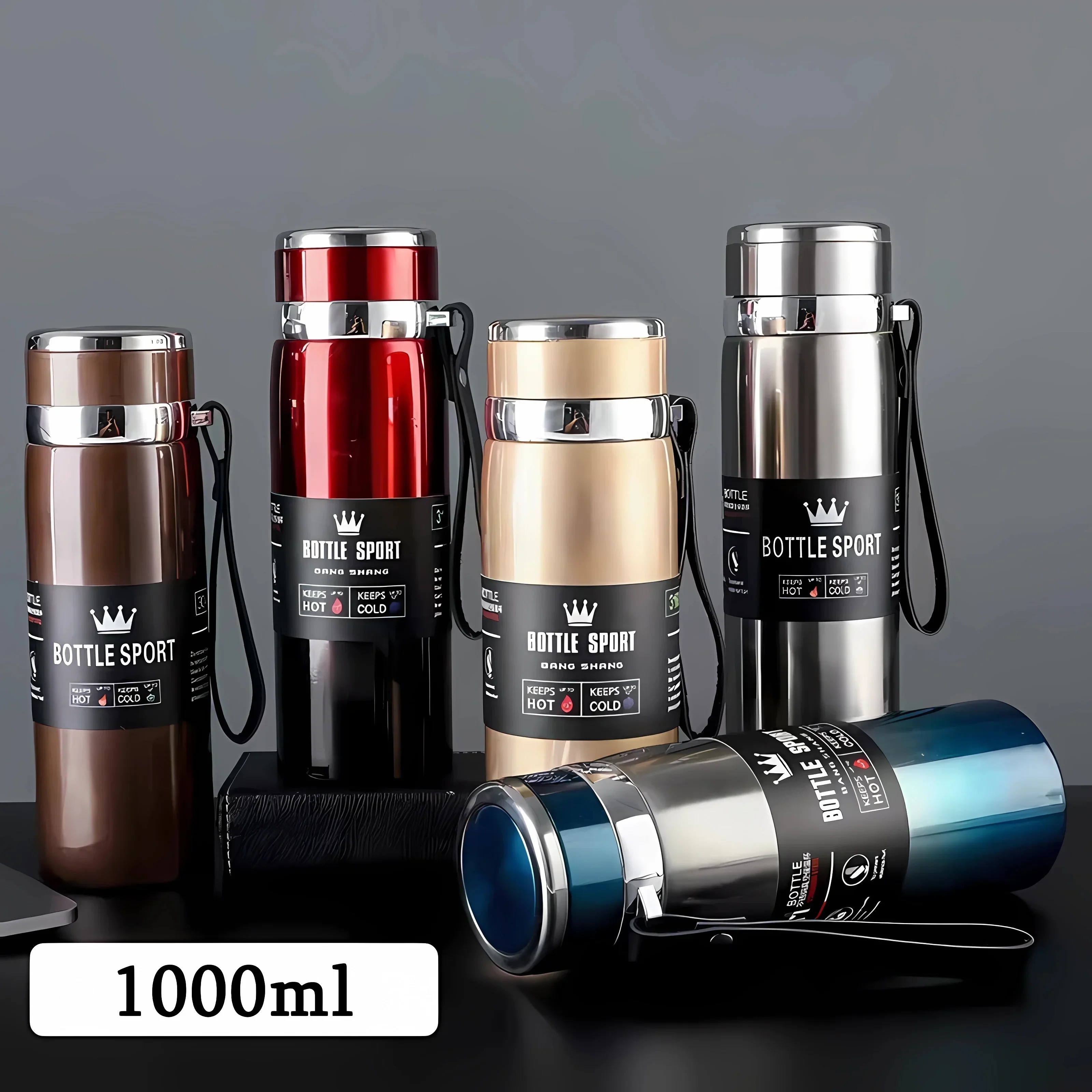 1L Stainless Steel Thermal Water Bottle - Hot & Cold Vacuum Flask