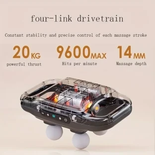 USB Rechargeable 4-Head Massage Gun - Deep Tissue Massager