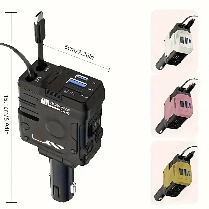 YITUMU Retractable Car Charger with Retractable Cable (80.01 cm) 66W