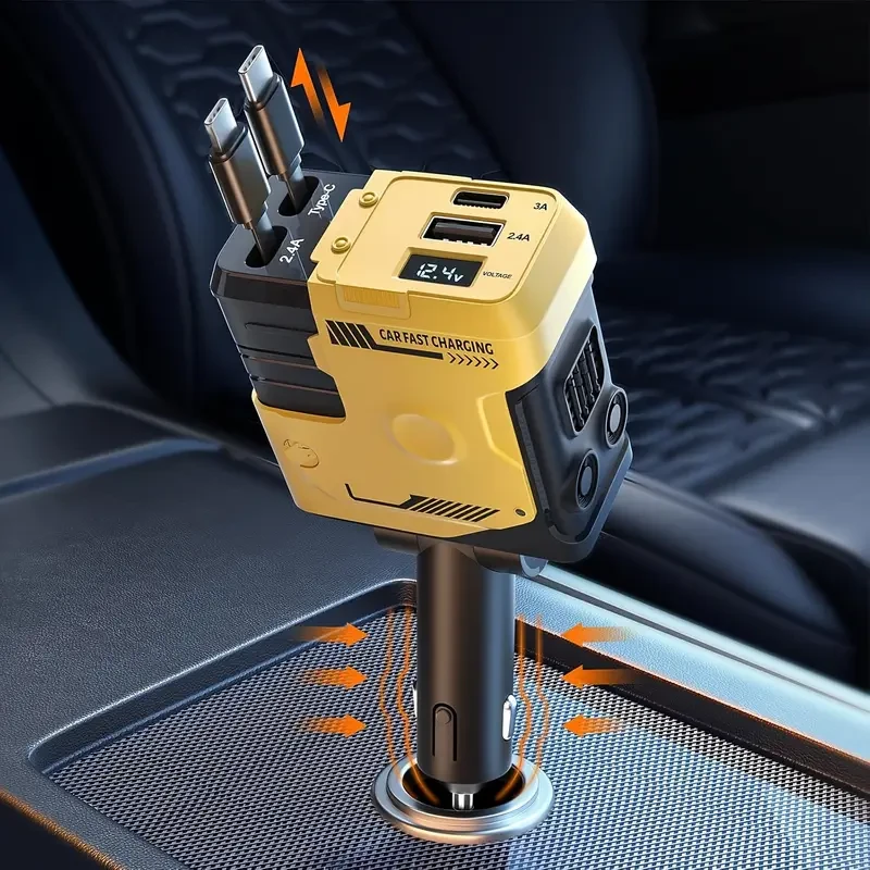 YITUMU Retractable Car Charger with Retractable Cable (80.01 cm) 66W