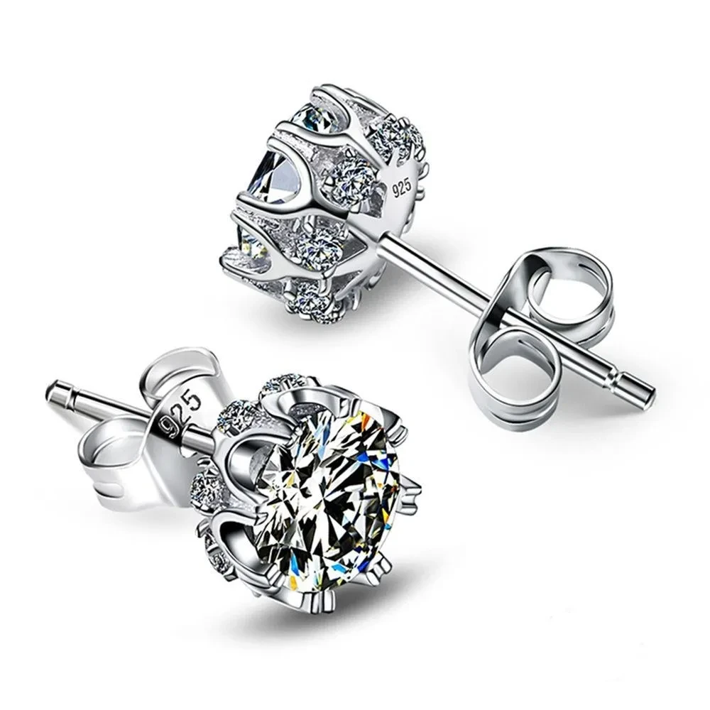 Zircon microinlaid white stone claw earring