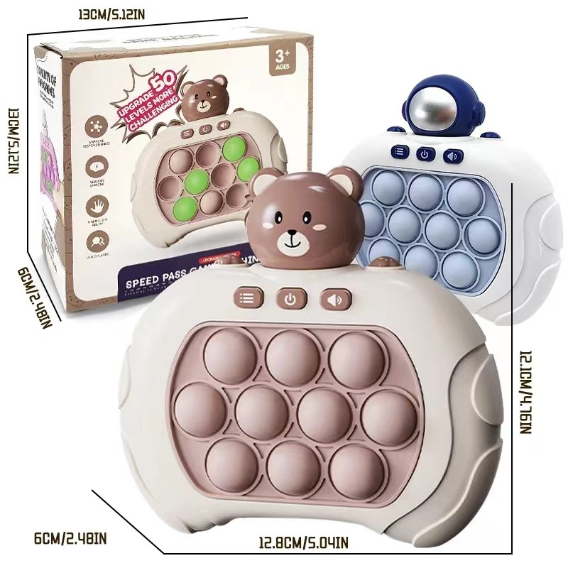 Quick Push Bubbles Game Machine  Kids Cartoon Fun Whac-A-Mole Squeezing Anti-Stress Sensory Bubble Pop Fidget Toy