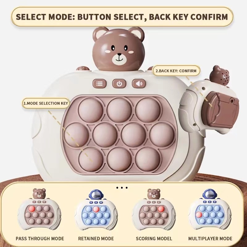 Quick Push Bubbles Game Machine  Kids Cartoon Fun Whac-A-Mole Squeezing Anti-Stress Sensory Bubble Pop Fidget Toy