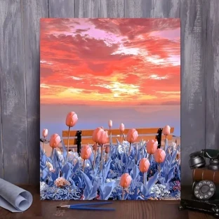 Paint By Number Kit - Glowing Tulips 40x50cm