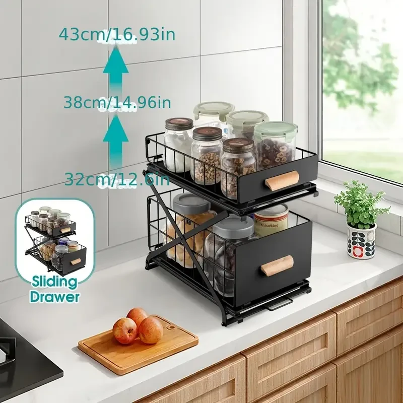 2-Tier Adjustable Under Sink Storage Rack