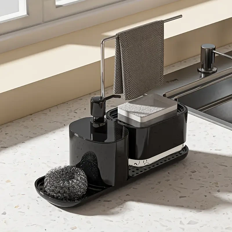 1 Set Modern 2-in-1 Kitchen Sink Soap Dispenser and Sponge Holder