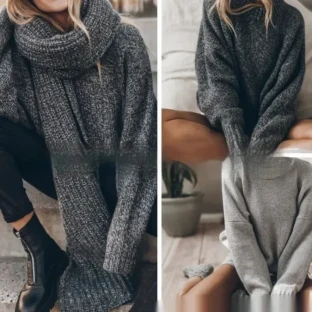 Mixed Color Loose Sweater For Women