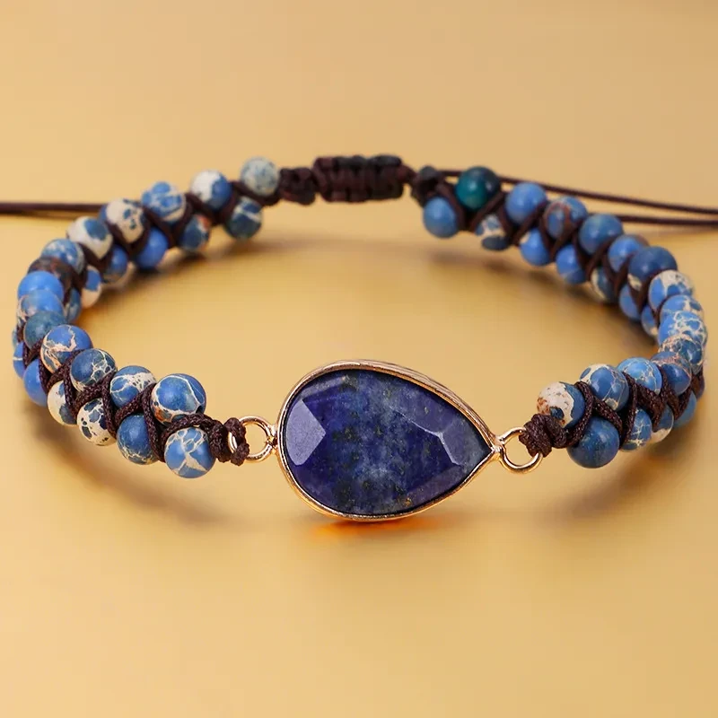 Boho Style Water Drop Love Heart Double-layer Stone Braided Bracelet