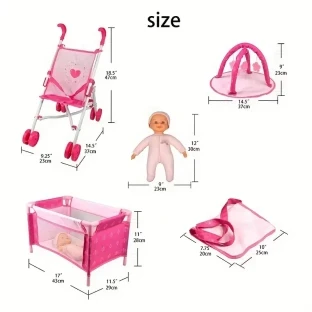 ANIVIA 5PCs Baby Doll Stroller Set - Baby Doll Accessories Set
