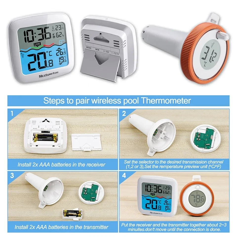 Wireless Swimming Pool Pool Bathtub Water Wireless Floating Fish Tank Fish Pond Thermometer