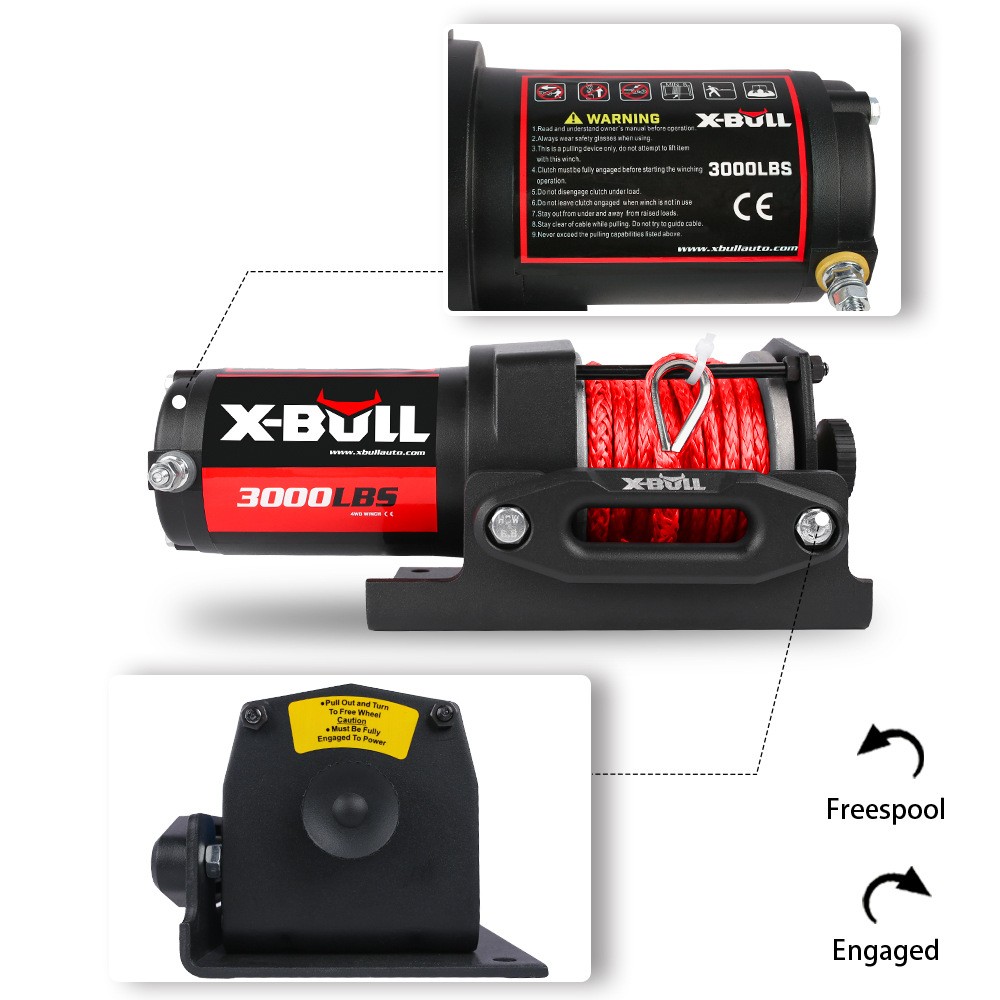 3000 Pound Electric Winch Nylon Rope