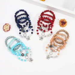 Boho Beaded Bracelet with Elephant, Anchor & Butterfly Charms -Boho Beaded Bracelet with Anchor & Butterfly Charms -