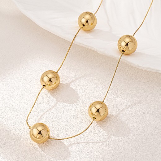 Simple Fashion Geometry Pattern Big Round Bead Necklace