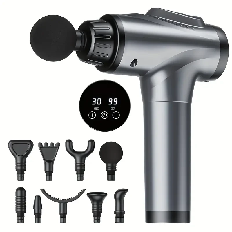 Deep Tissue Percussion Massage Gun - 9 Attachments & 30 Speed Settings