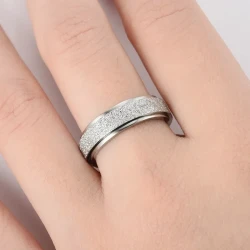 Turnable Anxiety Rings Rainbow Silver Color Relieve Stress Rings For Women Men