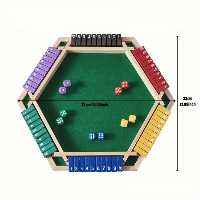 Shut The Box 6-Player Game Set with Extra Dice
