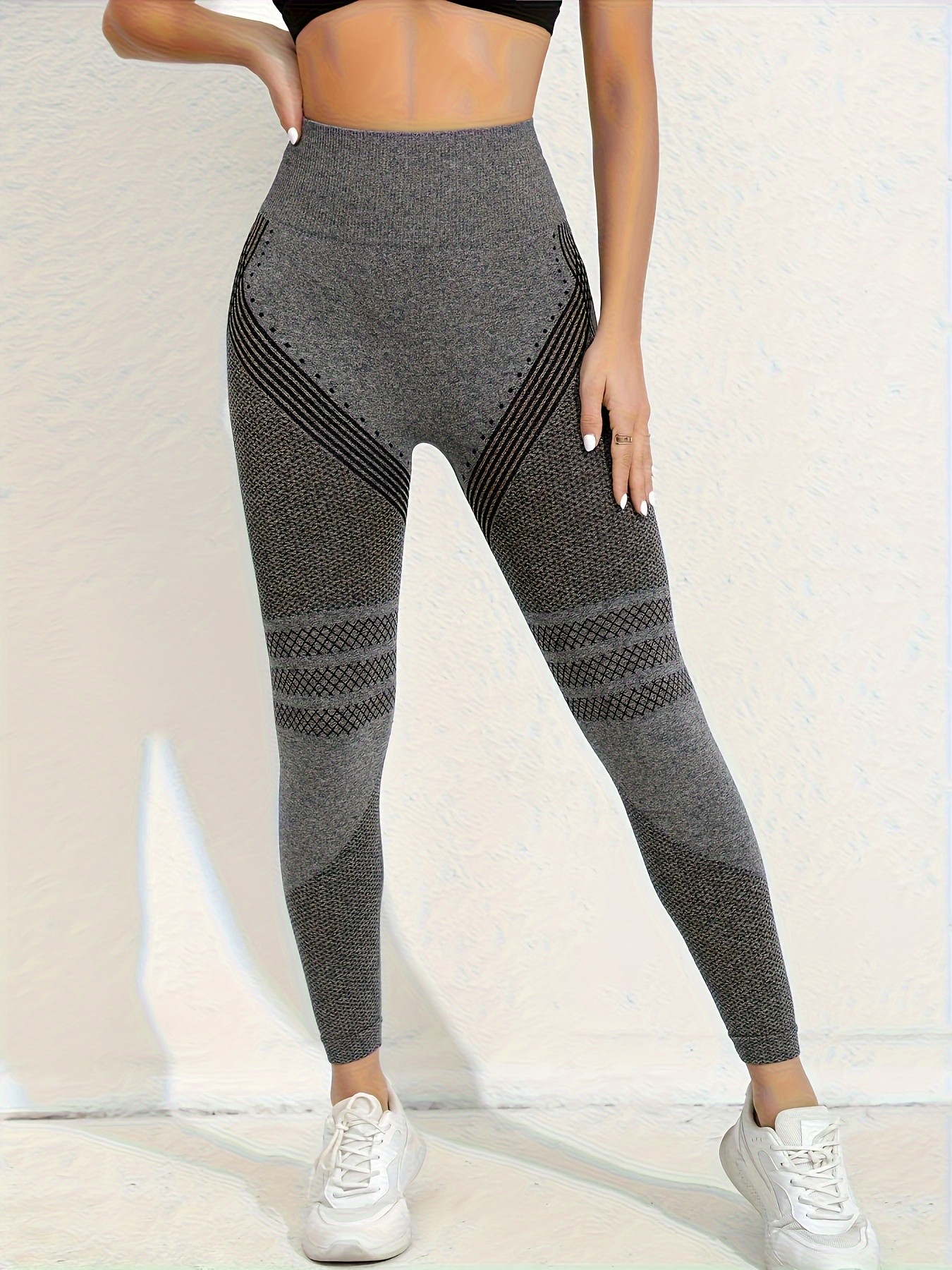 High Stretch Quick Drying Sports Leggings  High Waist Hip Lifting Seamless Yoga Pants for Gym