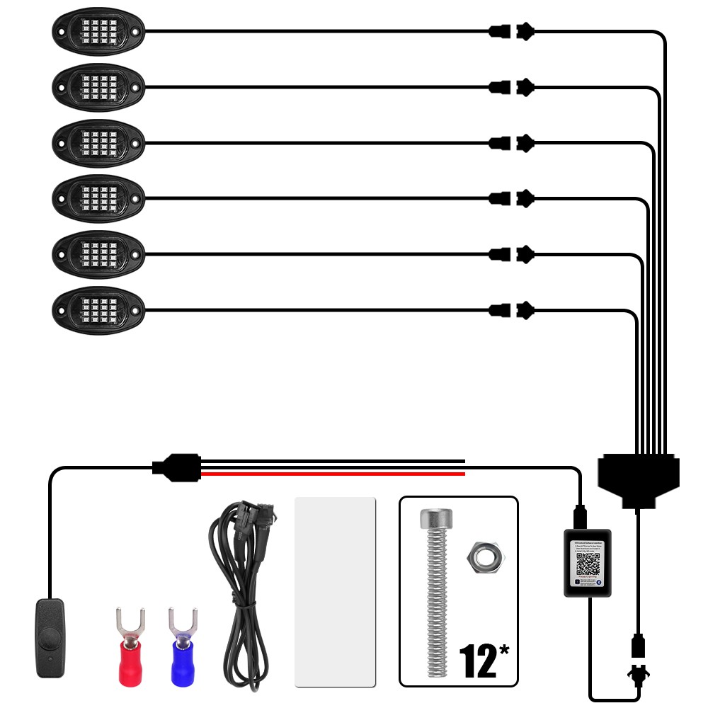 RGB LED Rock Lights 4/6/8 in 1 Car Chassis Light for Jeep