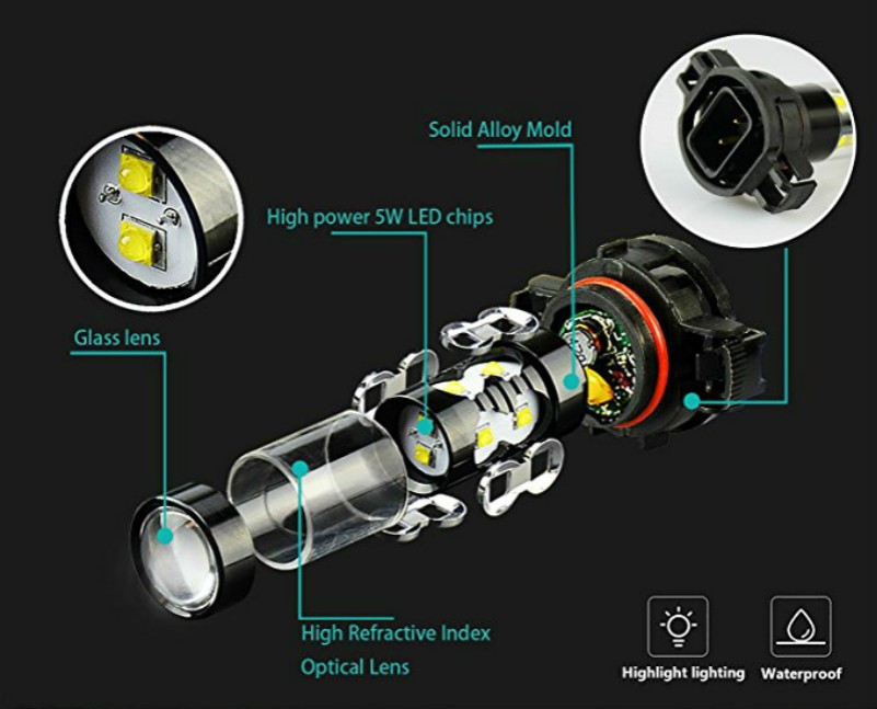 Car Styling High Power 6000K White LED Bulbs For Fog Light DRL Lamps Replacement