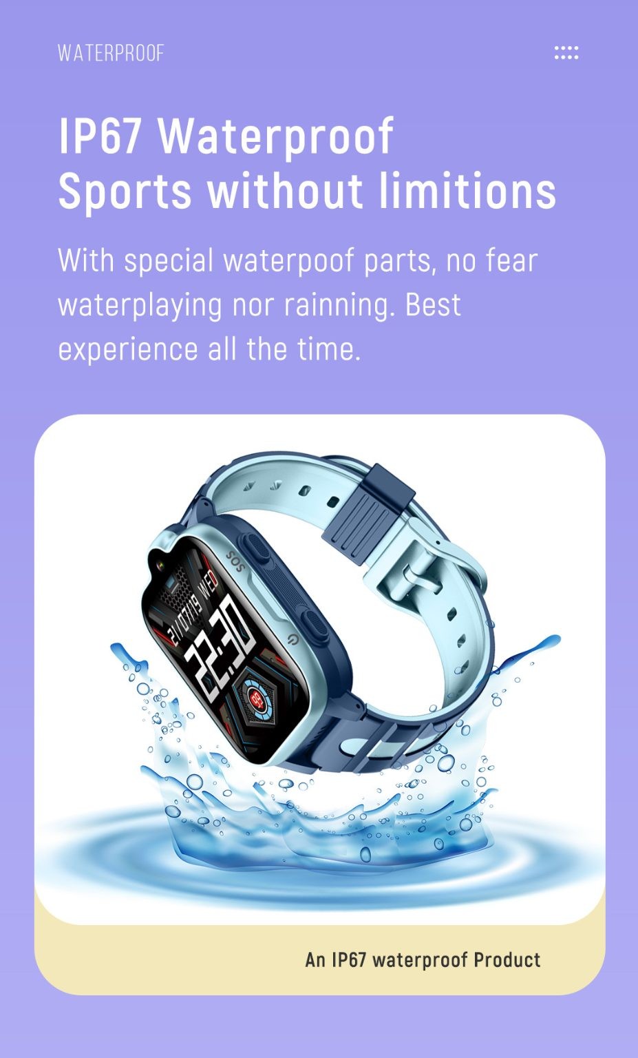 Kids Smart Watch, K15 Model, 4G Video call, IPX7 Water Proof, PINK