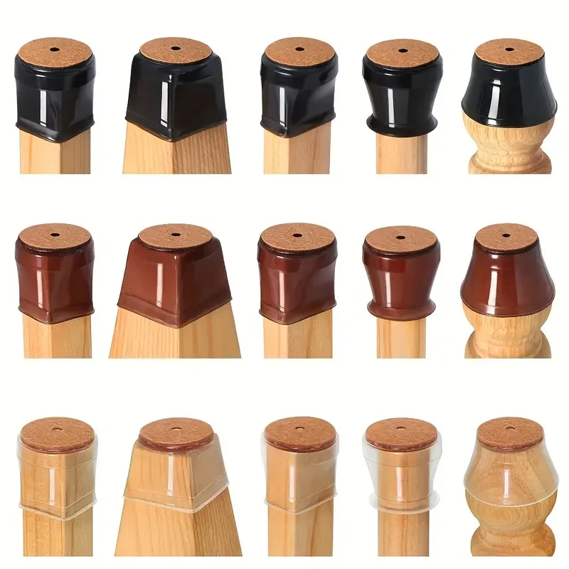 24pcs Transparent Non-Slip Silicone Chair Caps