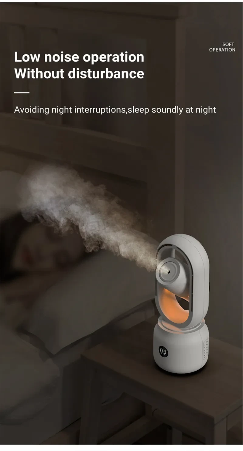 Summer Water Cooled Spray Mist Electric Fan USB Rechargeable Portable Wireless Air Humidifier Bladeless Ventilator Table Fan