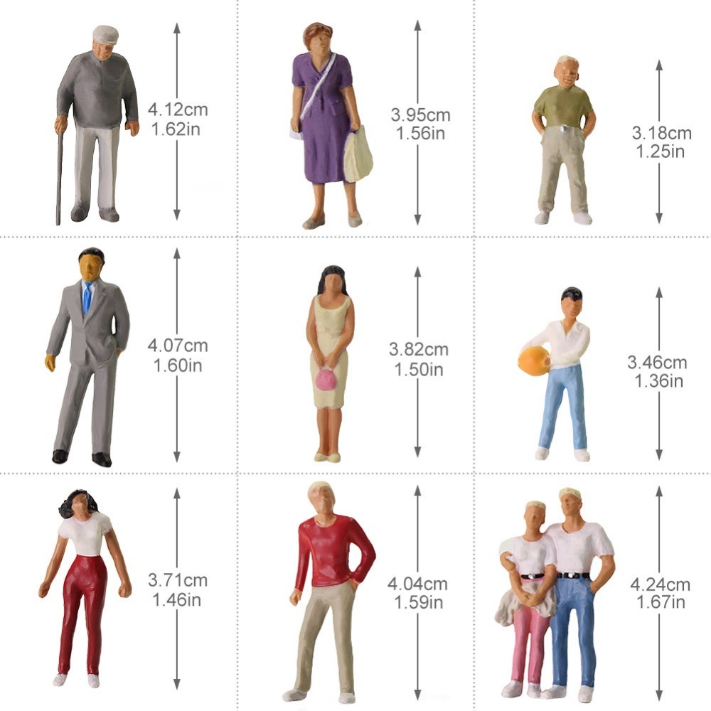 Evemodel 30pcs Different Poses Model Trains 1:43 O Scale