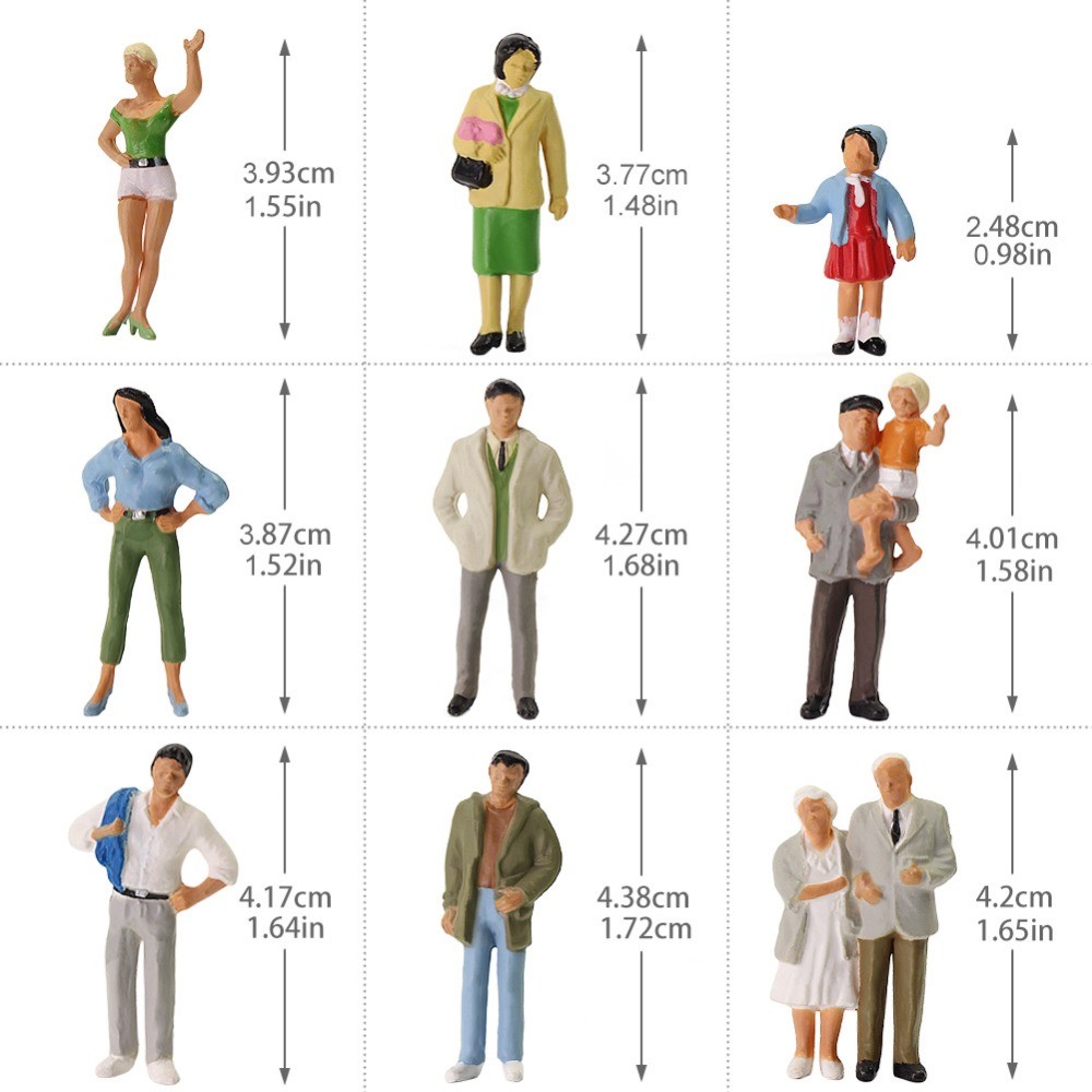 Evemodel 30pcs Different Poses Model Trains 1:43 O Scale
