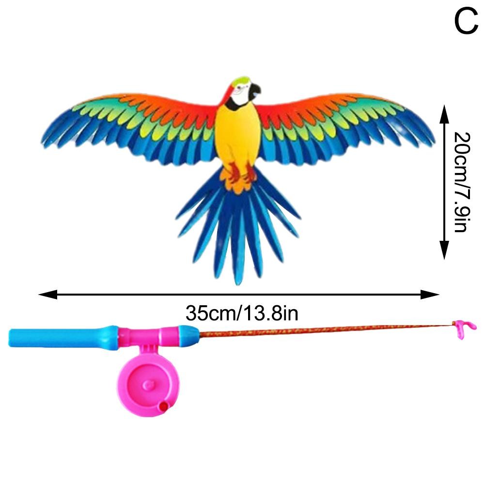Childrens Kite Toy  Cartoon Eagle & Butterfly Foldable Mini Kite with Hand Brake & Fishing Rod