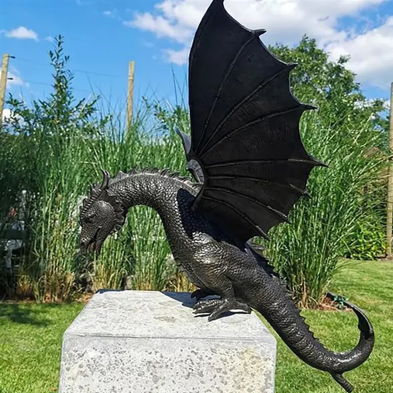 Resin Water Spray Dragon Simulation Dinosaur Sculpture Ornaments Garden Decoration Ornaments